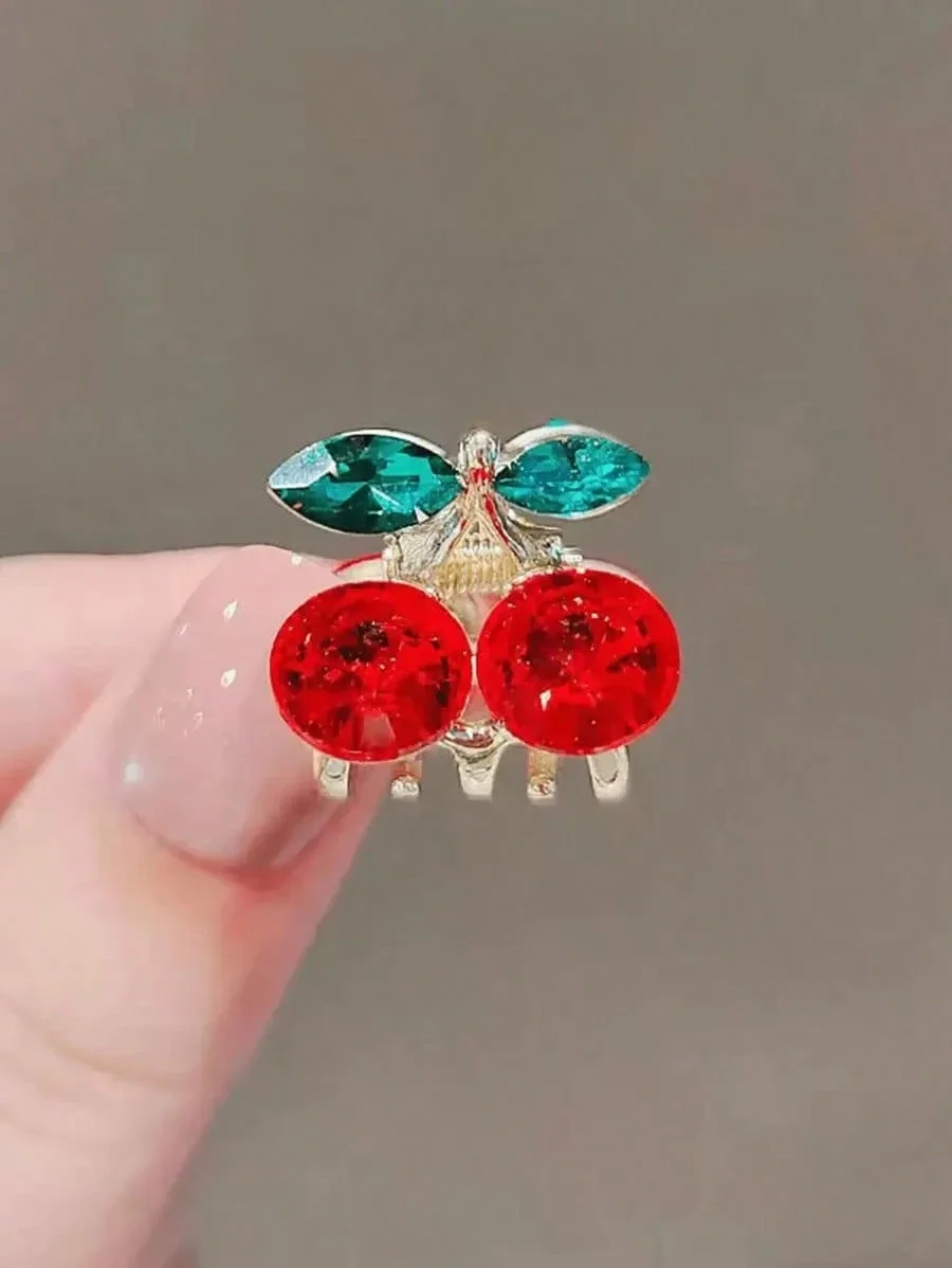10pcs/4pcs/2pcs/1pc Cherry Design Cute Mini Hair Clip, Small Hair Claw,Bangs Clip, Party Favor Gift Valentine's Day