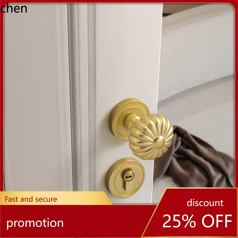 

HT Door lock pumpkin magnetic suction silent normcore indoor bedroom double open spherical door handle