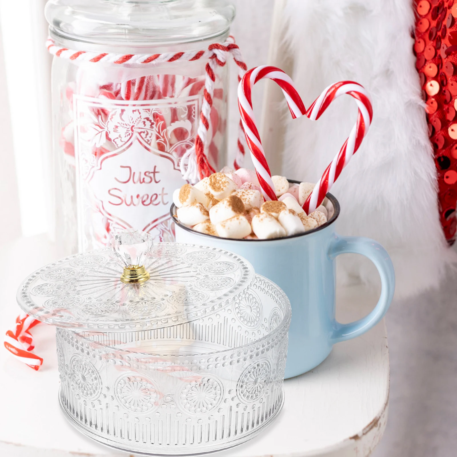 

Transparent Jewelry Box Lid for Rings Earrings Snacks Storage Clear Candy ganizer Delicate Holder Embossed Bead Pattern