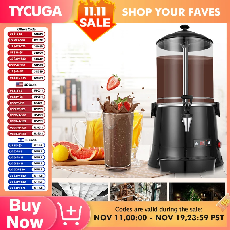 10л подогреватель горячего шоколада, 600 Вт, электрический миксер для горячих напитков, блендер, магазин чая с молоком, коммерческая машина для горячего шоколада