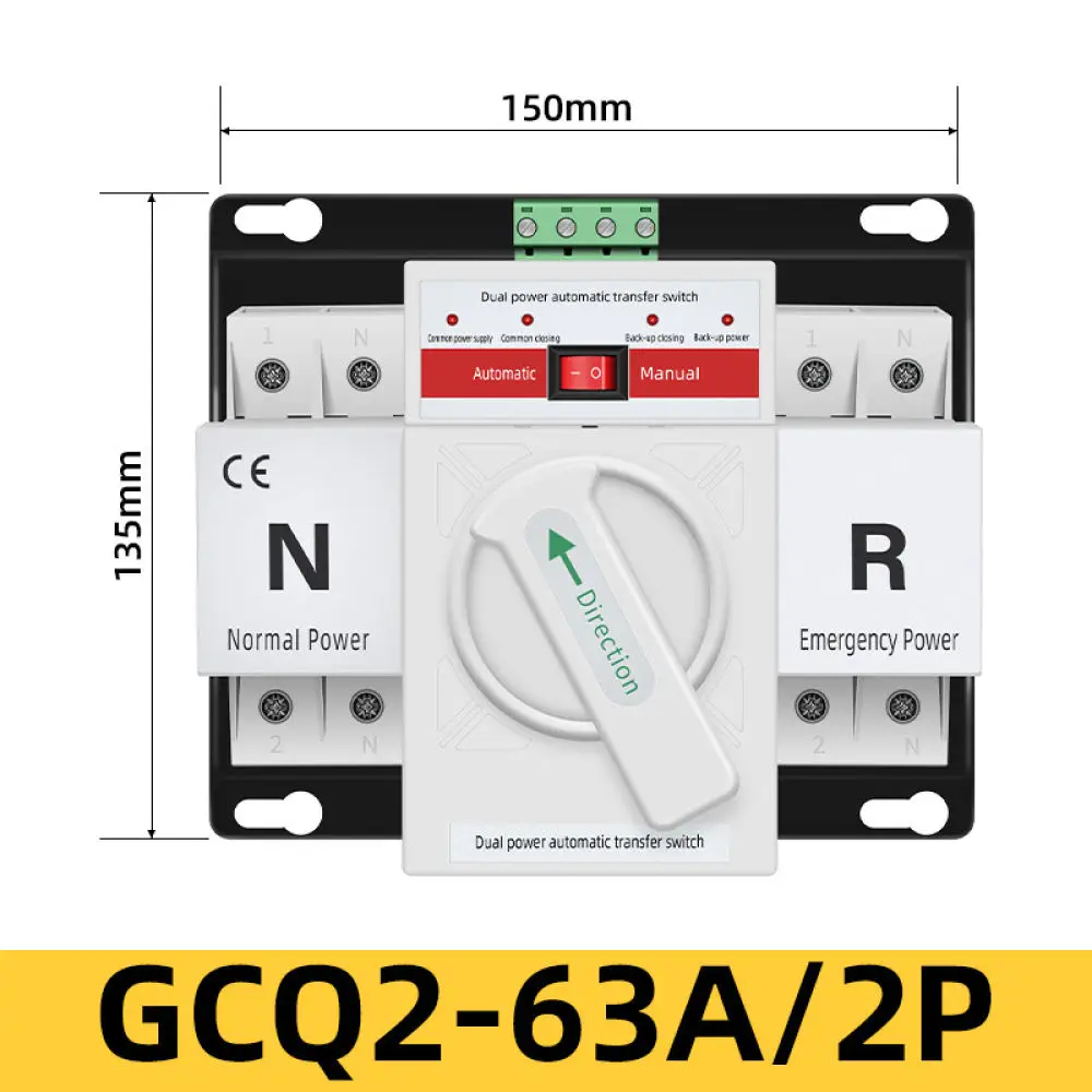 Dual Power Automatic Transfer Switch 2P 4P 63A 125A Changeover Controller Household PV System Stability Electrical Source Unit