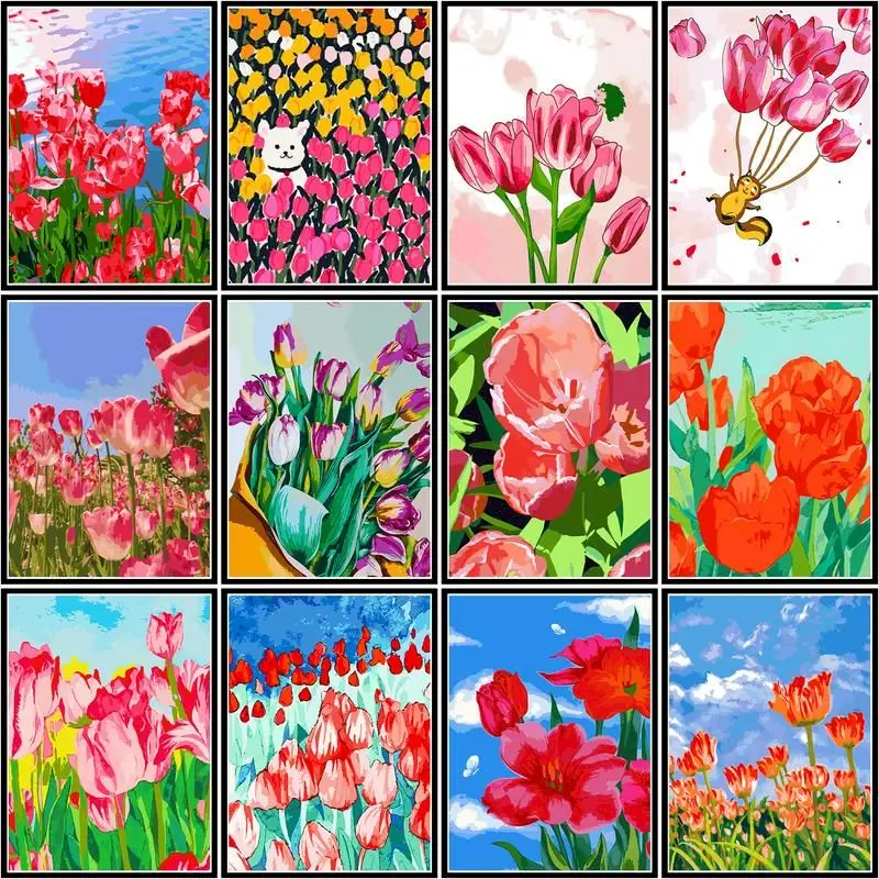 

GATYZTORY Diy Coloring By Number Colorful Lily Kits Paint By Number Flower Modern Drawing On Canvas Handpainted Art Gift