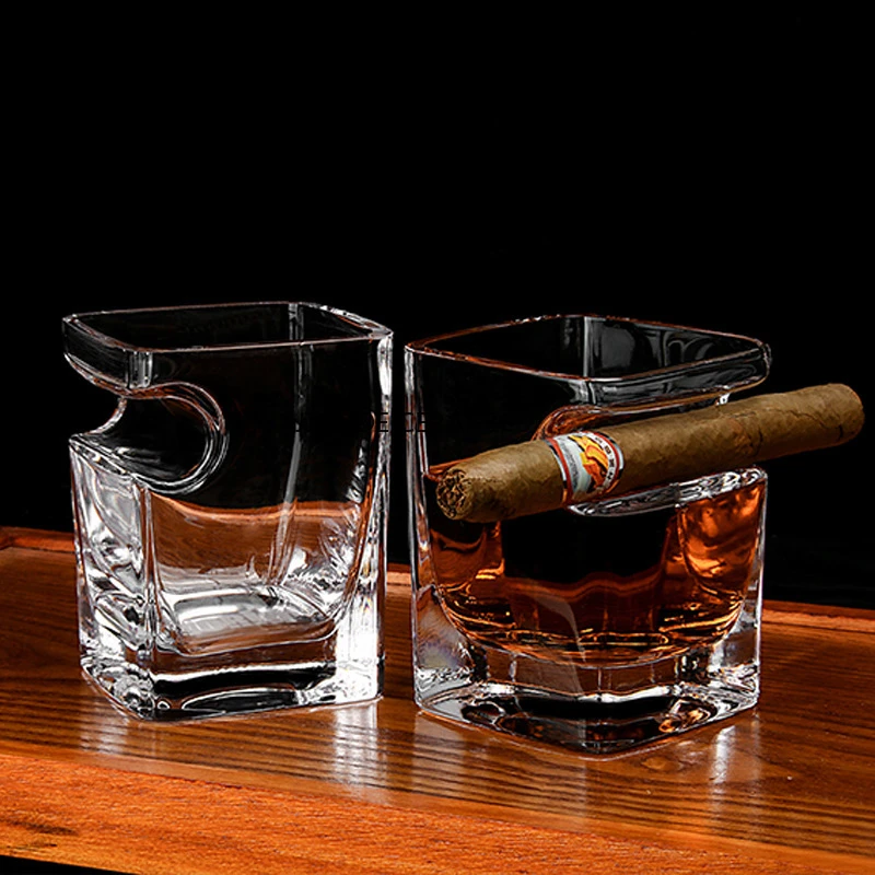 Whiskey Shot Glass Platform plus Creative Household Cigar Cup Crystal Beer Glass Bar Square Cup