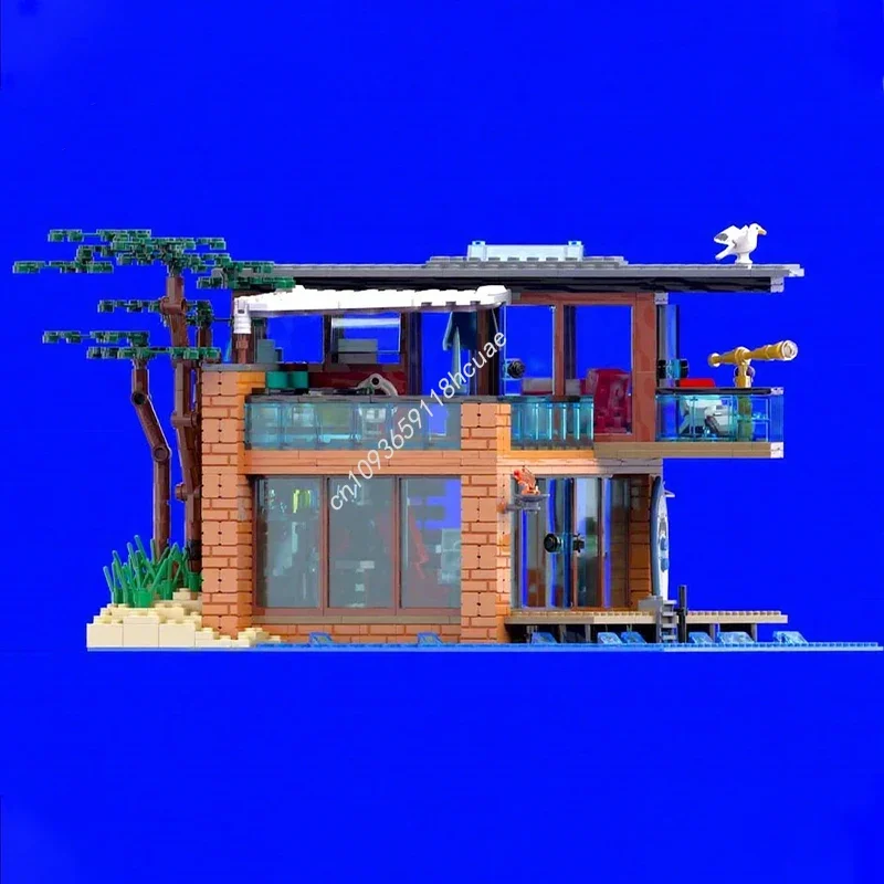 1057 elementów MOC Nowoczesny Dom na Plaży Modułowe Budynki Klocki Konstrukcyjne Świąteczny Prezent DIY Idealny dla Kreatywnych Dorosłych