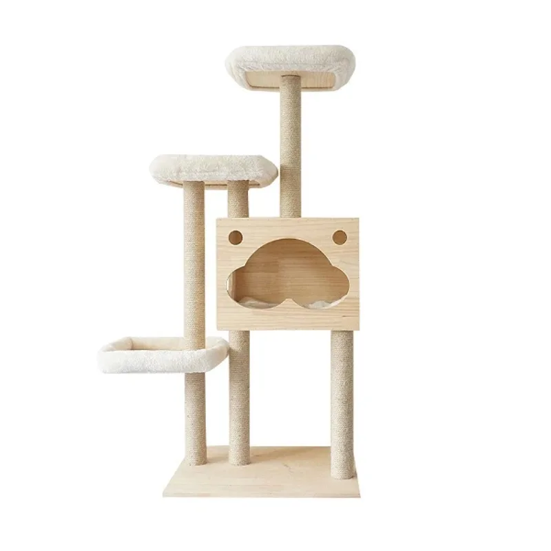 

Cat climbing tree indoor safe home scratcher toy wood cat tower for sale