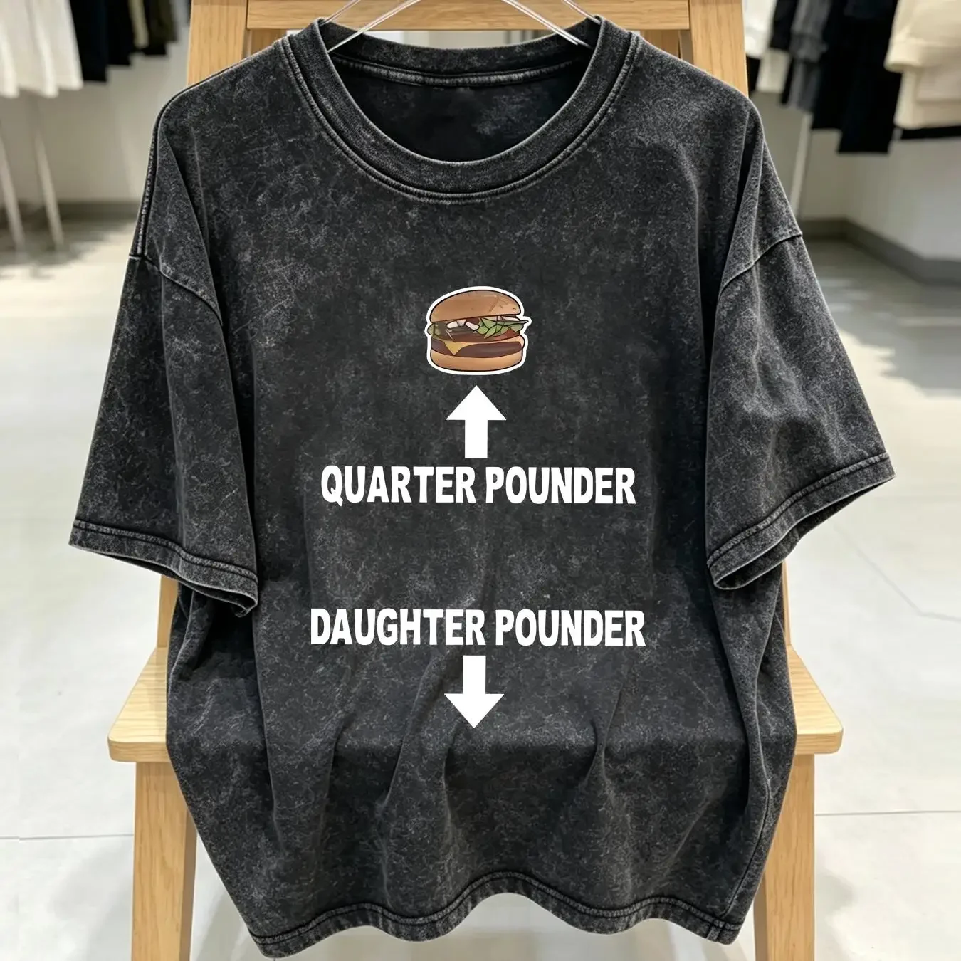 washed T Shirt Quarter Pounder Daughter Unhinged Weirdcore Silly Dank Meme vintage Washed Stylish Top For Everyday Wear