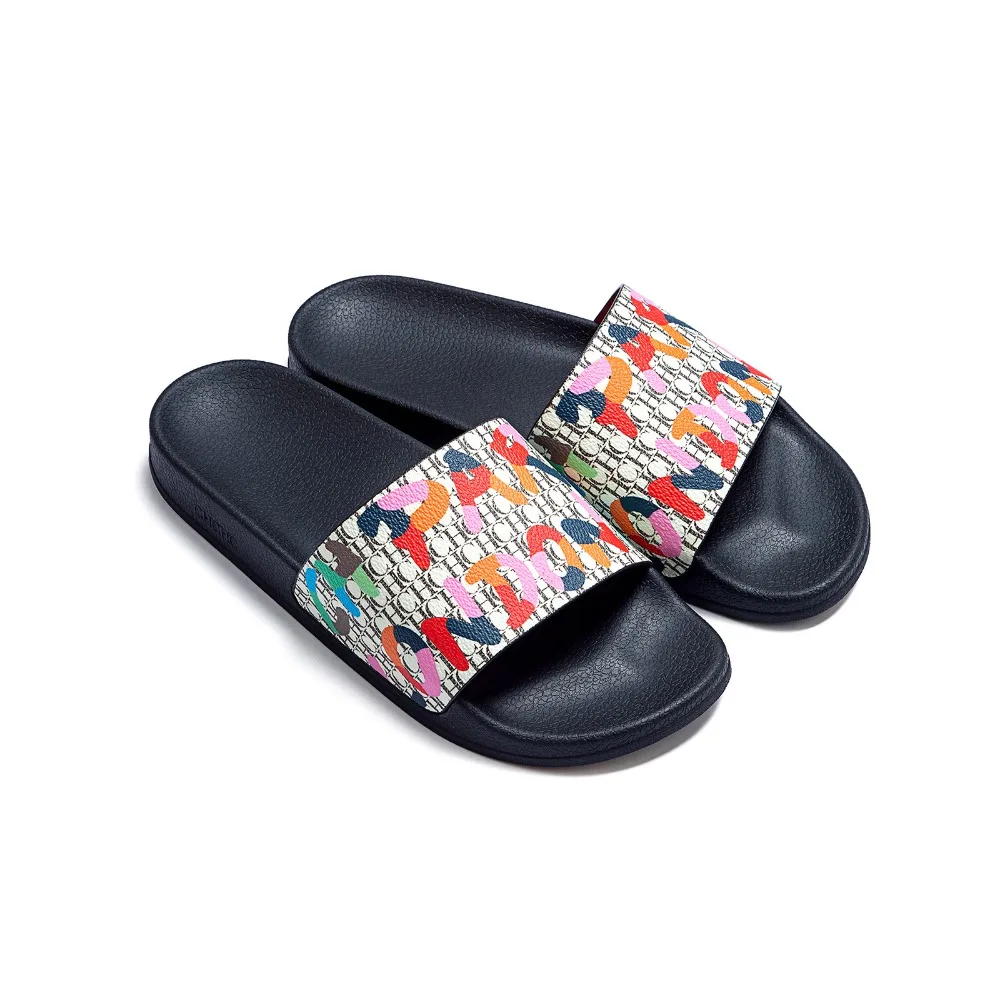 شرائح نسائية جديدة موضة طباعة حروف متعددة المناسبات صنادل شاطئ سيليكون متعددة الاستخدامات #4