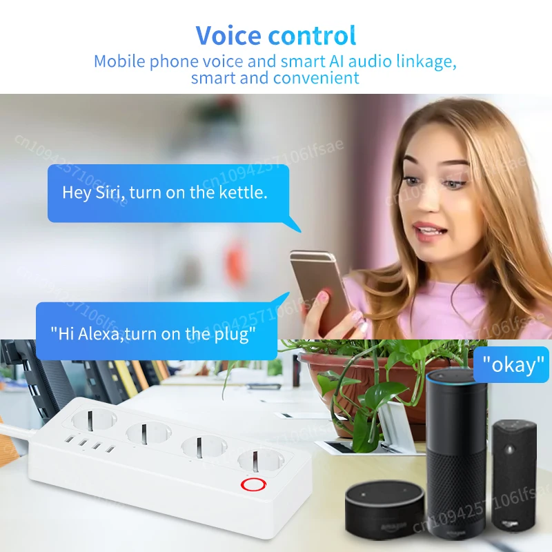 Presa multipla 10A/16A Tuya Smart Plug Presa multipla Cavo di prolunga Presa UE per casa intelligente Funziona con Alexa