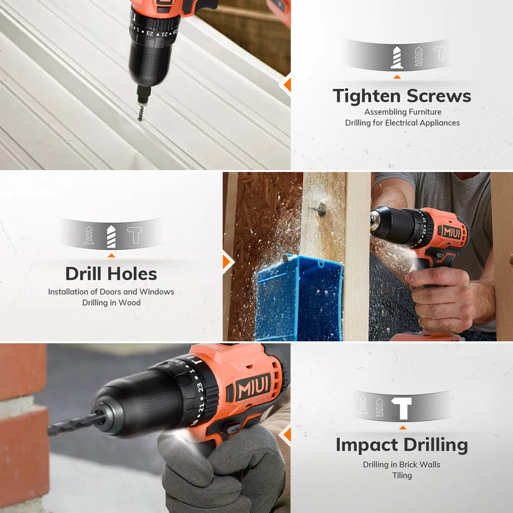 مثقاب كهربائي لاسلكي بدون فرش شنيور يعمل بالبطارية 21 فولت مثقاب يدوي لاسلكي صغير قابل لإعادة الشحن بطارية ليثيوم أيون أدوات كهربائية 13 مللي متر