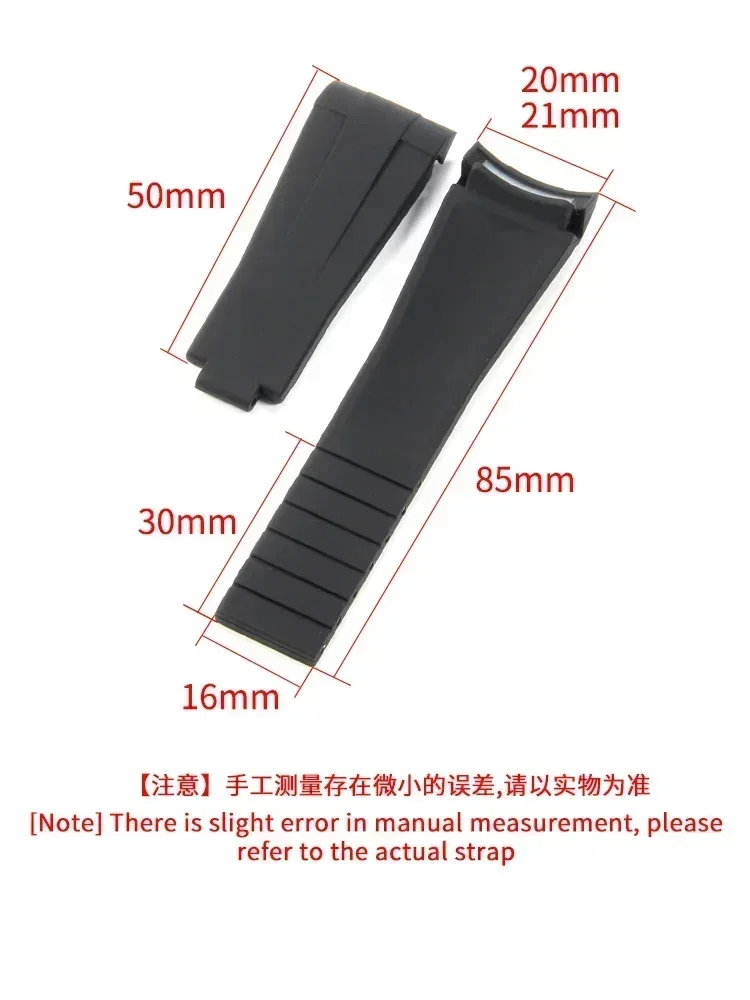 For Rolex Submariner Yacht-Master Explorer II Series Silicone Watchband Orange Red White Anti Slip Texture Curved Design 20 21mm
