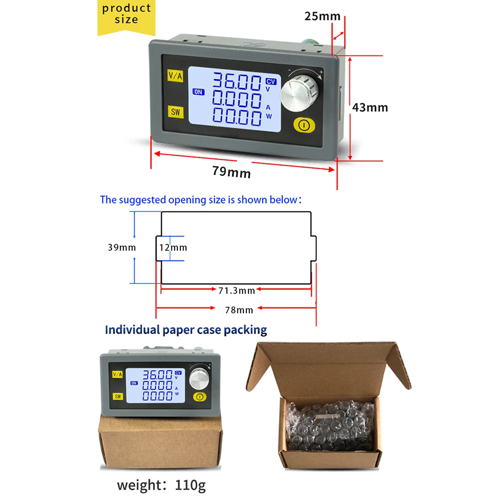 Convertisseur Buck Boost CC, SK35H, SK80, CC, CV 0.6-30V, 4A, 5V, 6V, 12V, 24V, Power Tech, Alimentation régulée réglable en laboratoire