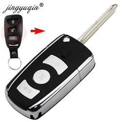 jinyuqin 3/4 Button Modified Flip Remote Car Key Shell Case for Kia Hyundai Elantra Sonata Genesis Santa Fe Accent Coupe Tucson