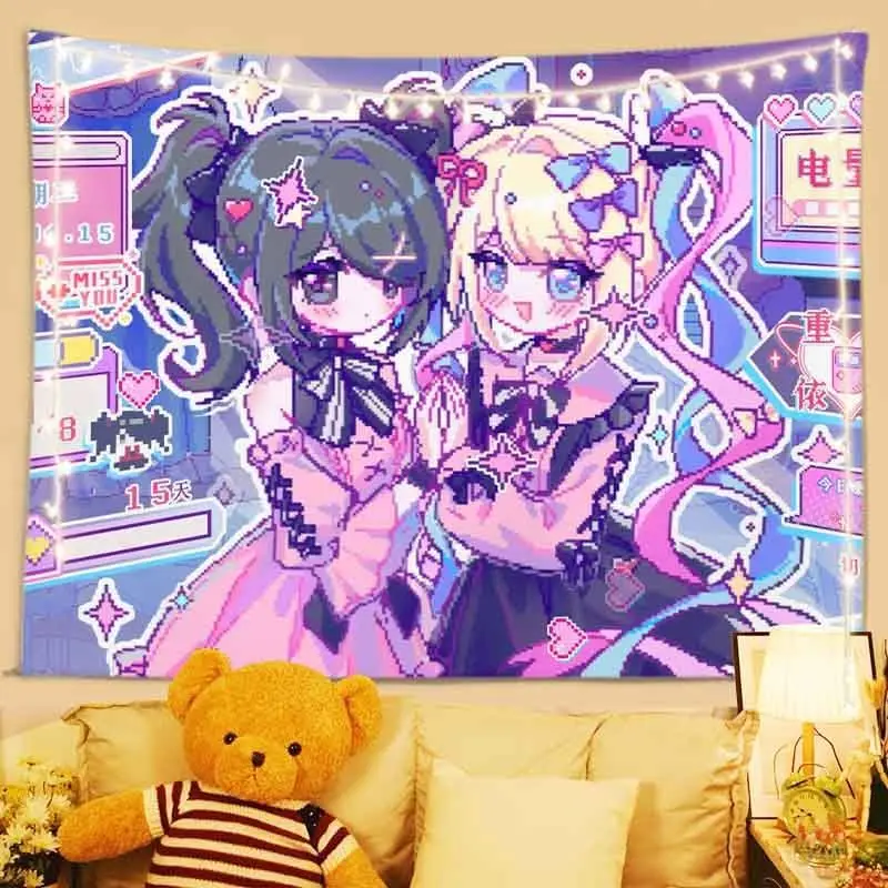 Needy Girl Overdose Anime Tapestry, Game Wall Background Cloth, Room Decor for Student Dorm Bedroom, Anime Gift