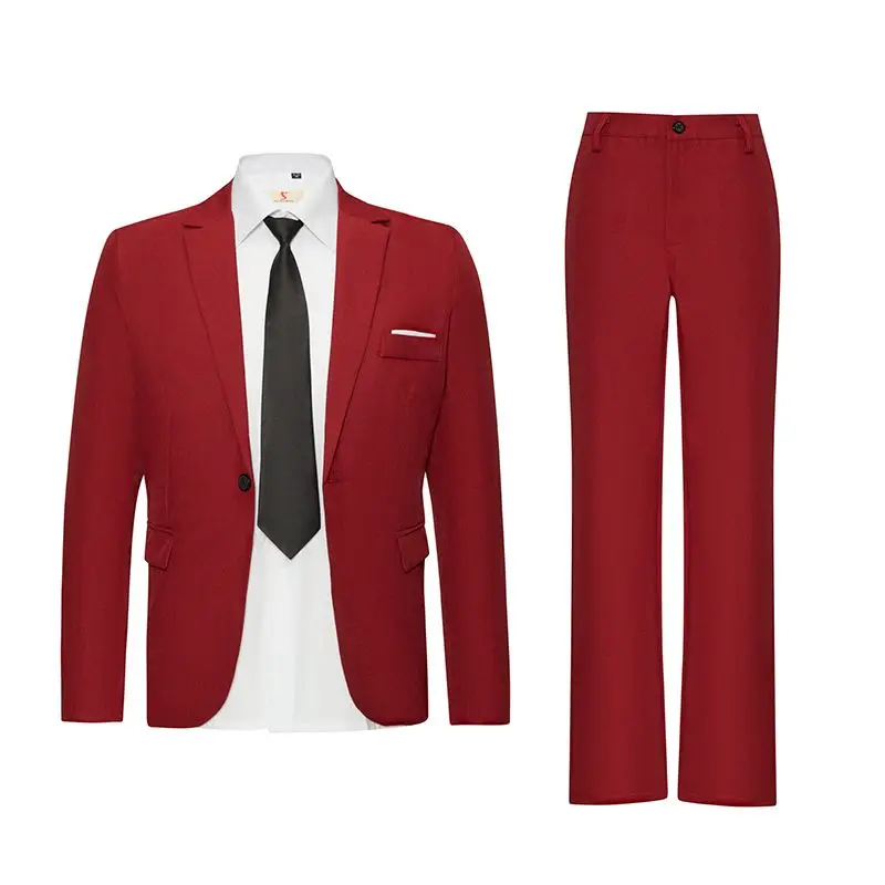 

Men Navy Blue Business Formal Suit Set Korean Style Blazer Plus Size Professional Attire Interview Student Wear