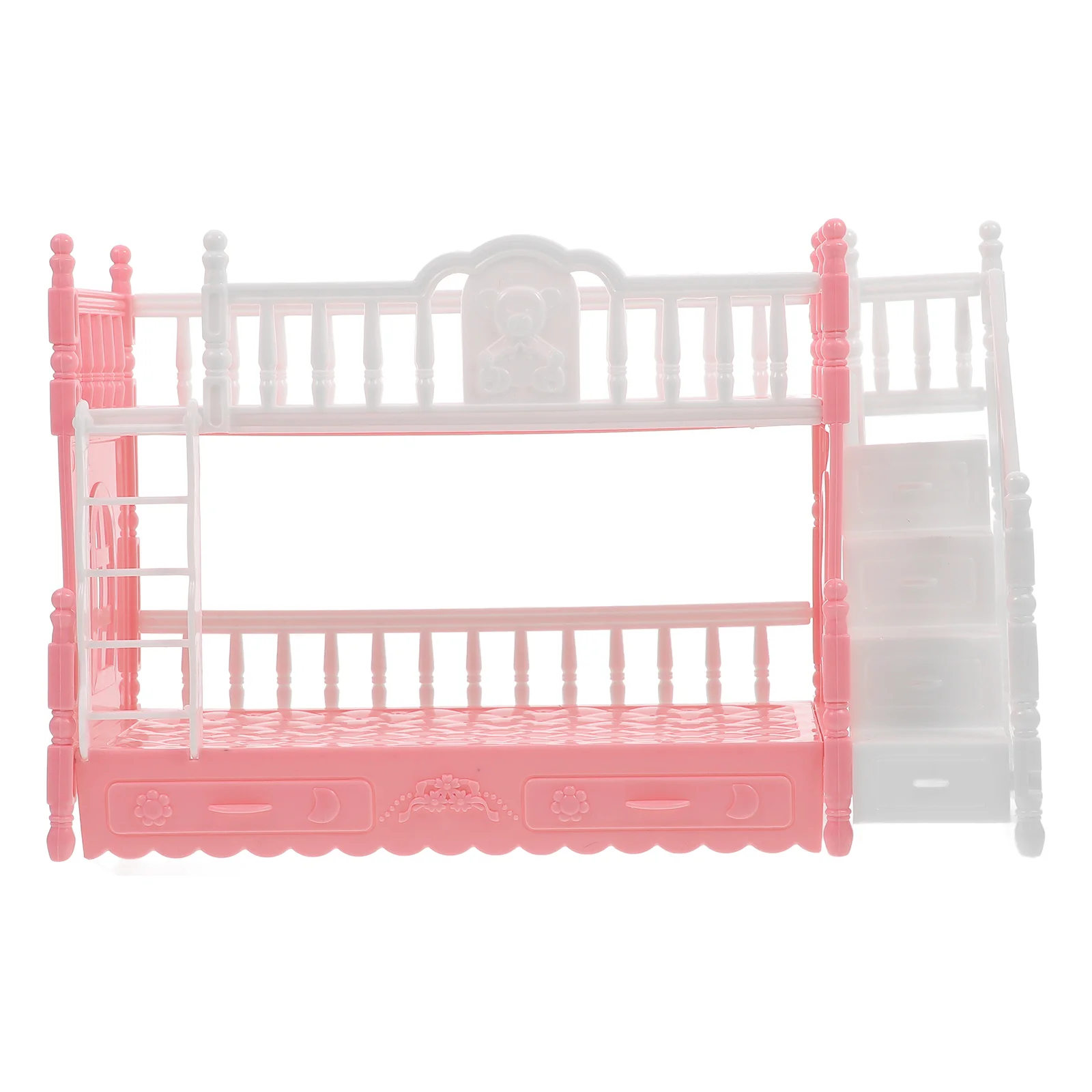 House Bedroom Furniture Miniature Bunk Bed Model with Ladder Mini House Layout Prop