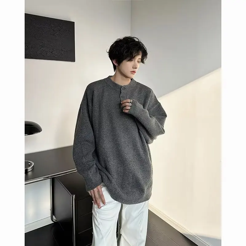 [OIMG] Knitted Men's Korean Version Trendy Loose And Versatile Ruffian Handsome 2024 Winter Ins Sweater