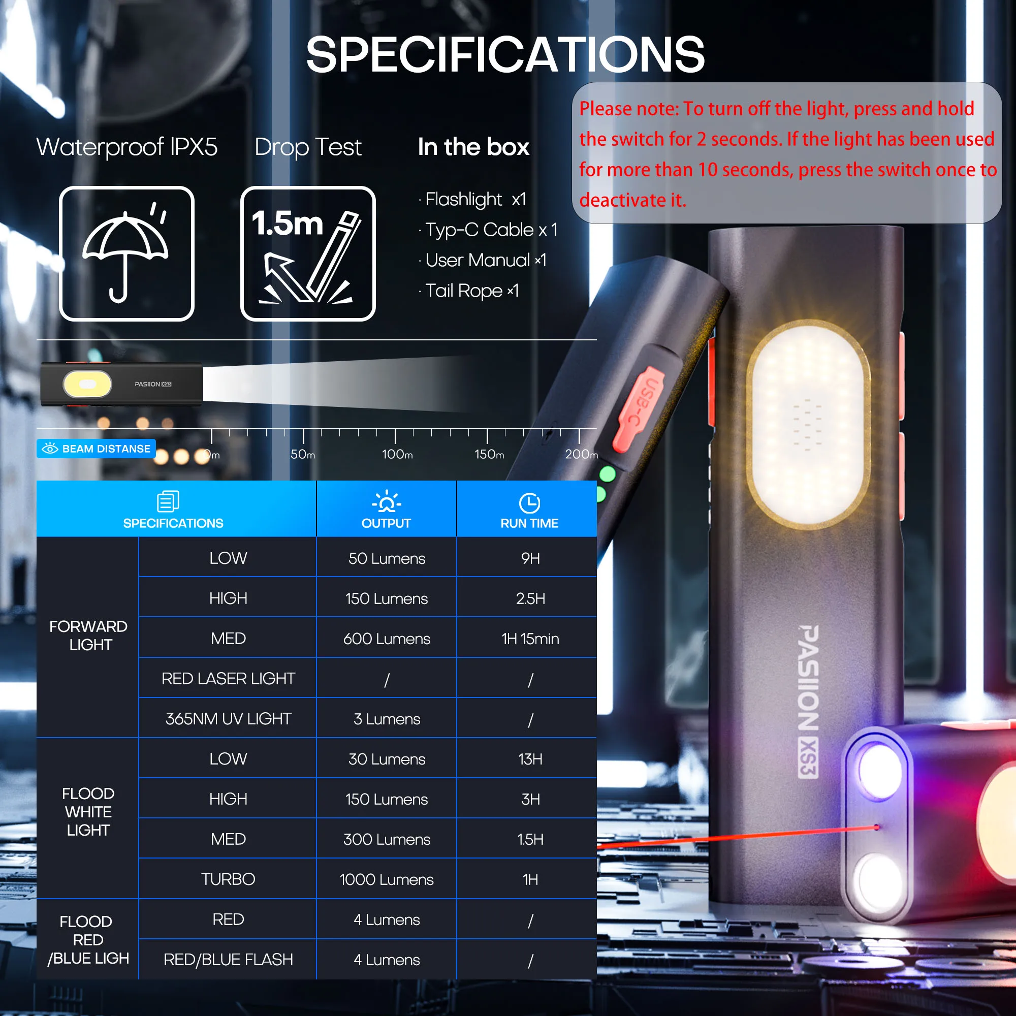 مصباح يدوي EDC مسطح قابل لإعادة الشحن، ضوء فلاش جيب 1000 لومن، 11 وضع إضاءة - مشبك ثنائي الاتجاه، ضوء LED صغير مع الأشعة فوق البنفسجية، Las الأحمر