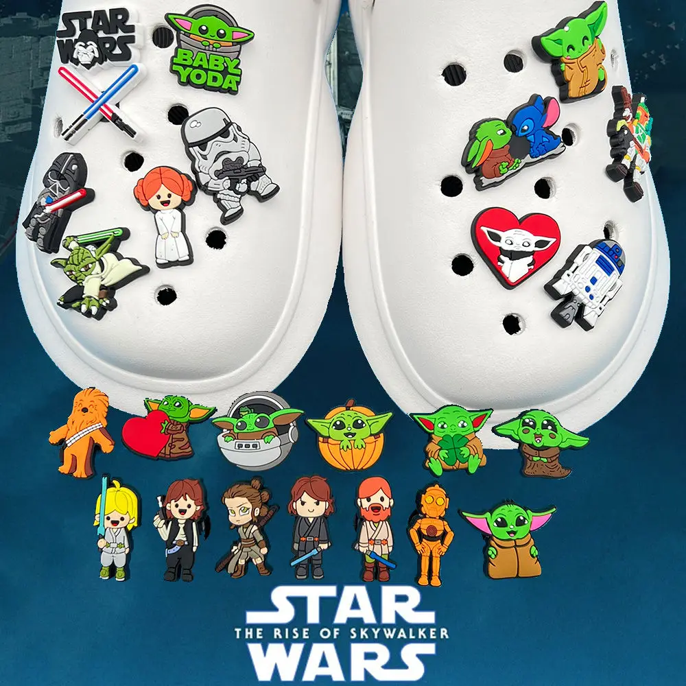 

25Pcs/Bag Anime Star Wars Cartoon Yoda Shoes Jewellery Classic Pvc Kids Sandals Diy Accessories Girls For Gifts