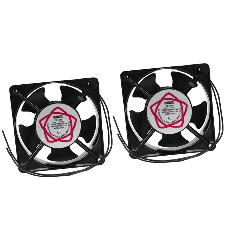 

2pcs 120X120X38mm 5 Blades Metal Frame Axial Flow Cooling Fan AC 220/240V 0.14A 21W 22W