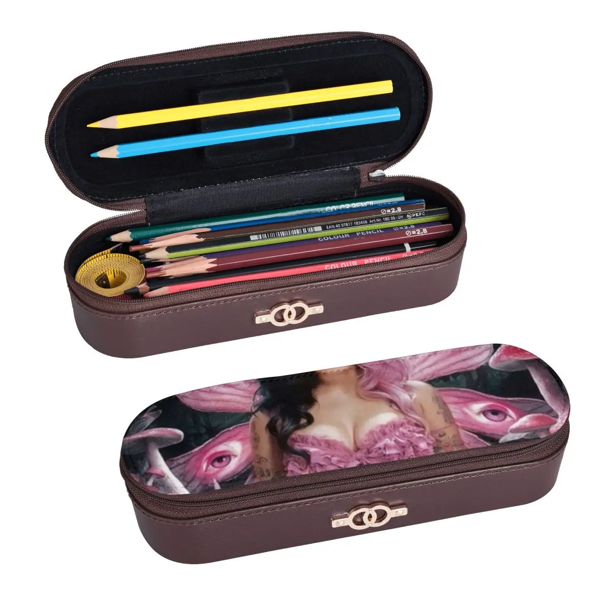 Melanie Martinez Face Leather Pencil Case Pencil Pouch Storage Stationery Supplies Pen Box Pencil Bag for Boy Girl Gifts