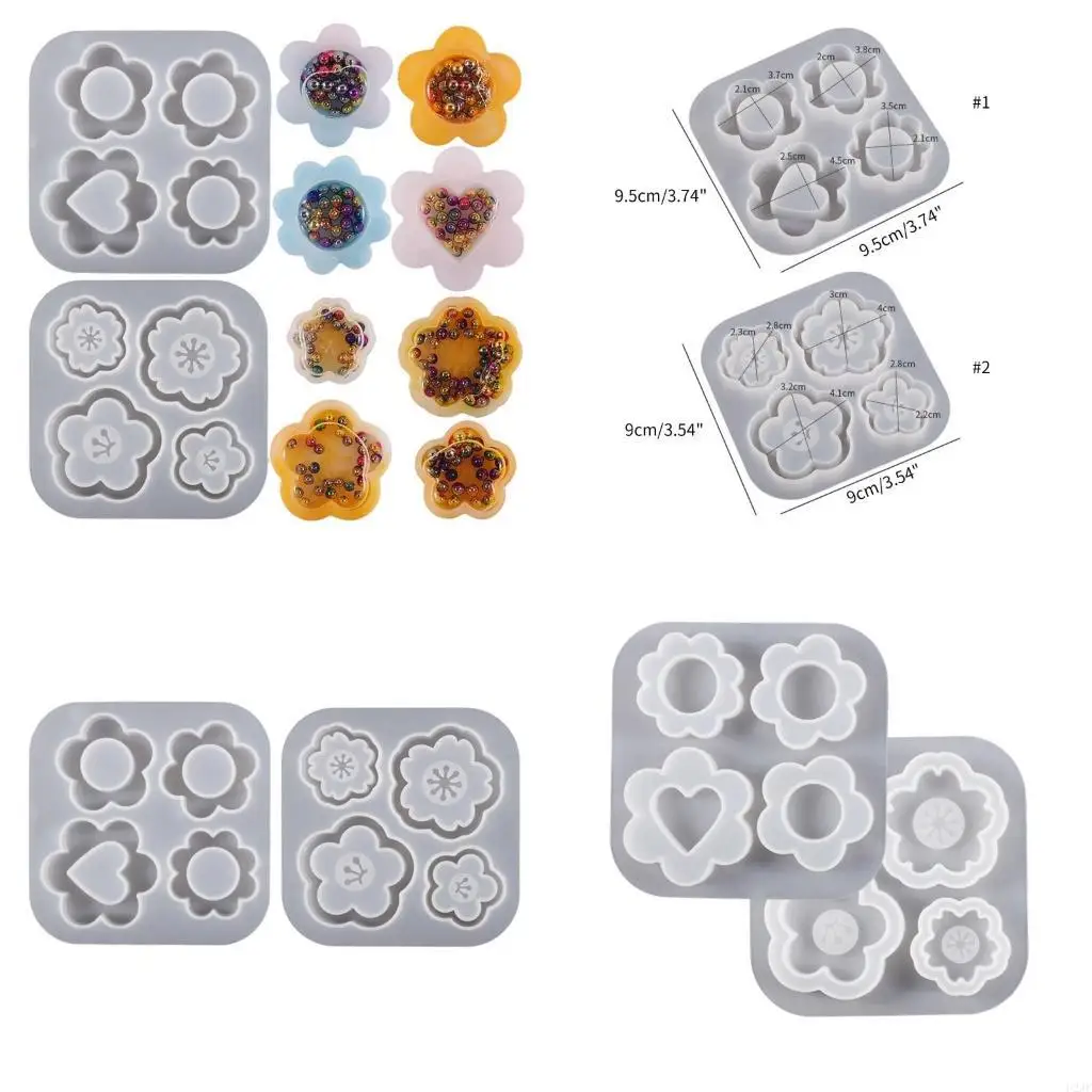 DIY Flower Ornament Silicone Epoxy Mold DIY Keychain Pendant Jewelry Crafting Mould for Valentines Love Gift