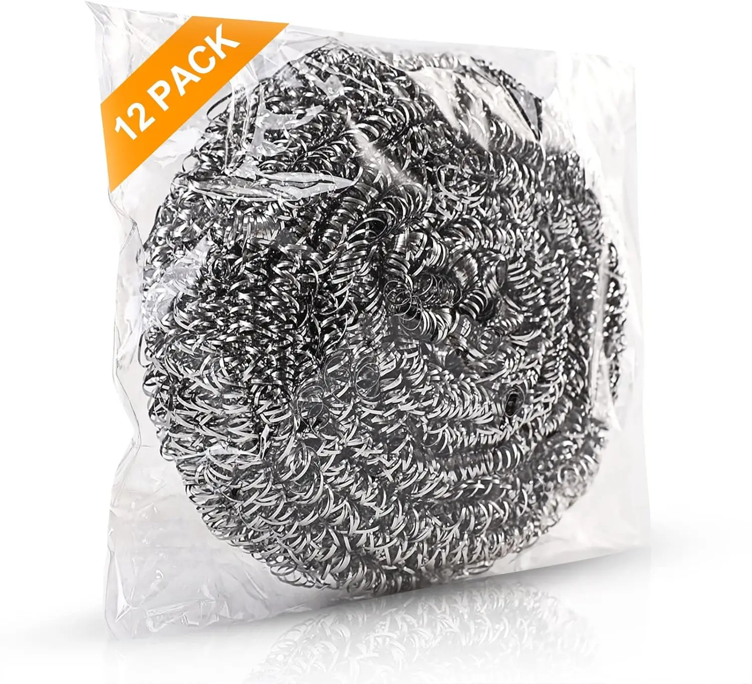 

12 Pack Steel Wool Scrubbers - Premium Stainless Steel, Heavy Duty Kitchen Cleaner for Tough Cleaning