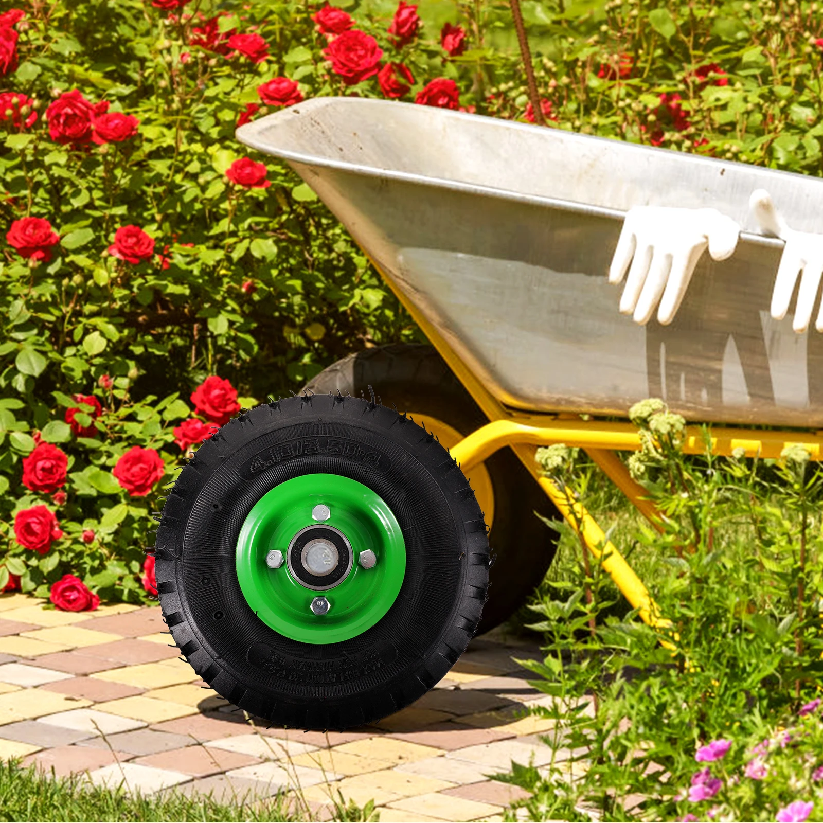 

Cart Tire Replacement Rubber Wheel For Garden Cart Hand Trolley Lawn Mower Durable Tyre Lightweight Shock