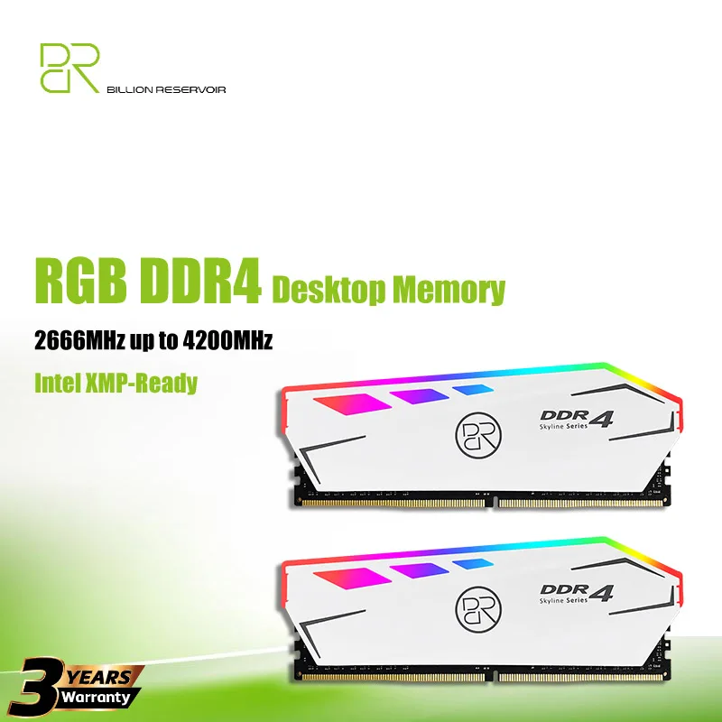 BR RGB Memoria RAM DDR4 8GB 16GB 3600Mhz 3200MHz X2 White Desktop Computer Memory RAM