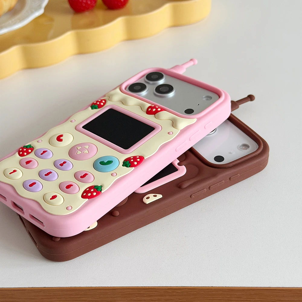 Lustige 3D-Creme-Schokoladen-Handyhülle aus weichem Silikon für iPhone 12 13 14 15 16 17 18 Pro Max Kawaii stoßfeste Rückabdeckung – Detail 6