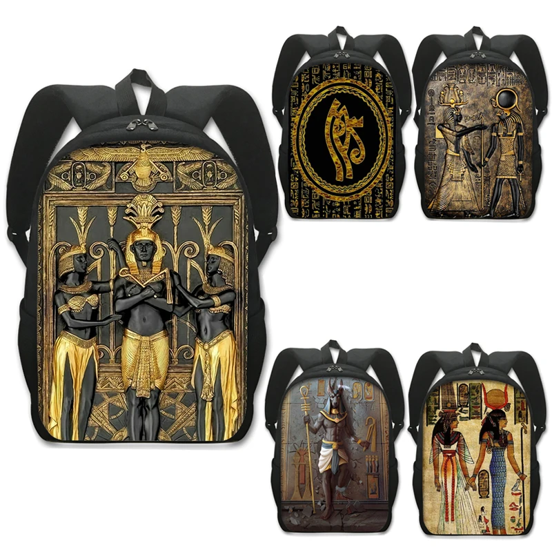 Egyptian Art Print Backpack for Teenager Boys Girls Children School Bags Egypt Pharaoh Anubis Canvas Book Bag Student Schoolbags