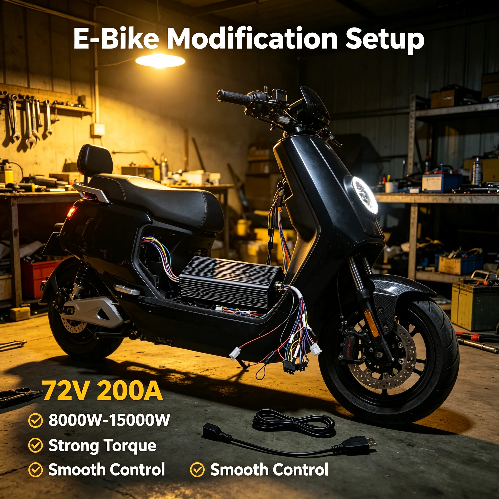 72V 200A Bluetooth Sine Wave Sabvoton Controller Electric Scooter E-Bike Brushless Motor Control Unit