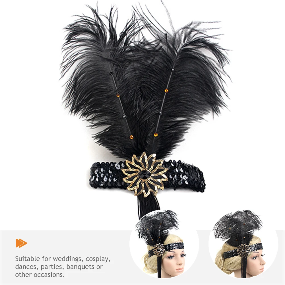 

Headband 1920s Accessories Navy Polyester Tassel Flapper Headpiece Women Roaring 20s Fascinator Wedding Party Hair