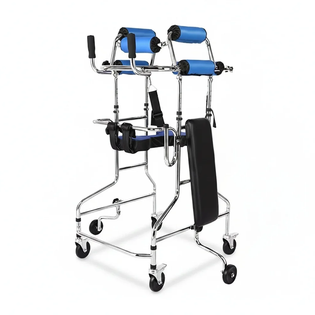

Adult Hemiplegic Walker, Heavy Duty Steel Frame 150kg Capacity Walking Aid, 114-140cm Rehabilitation Mobility Equipment