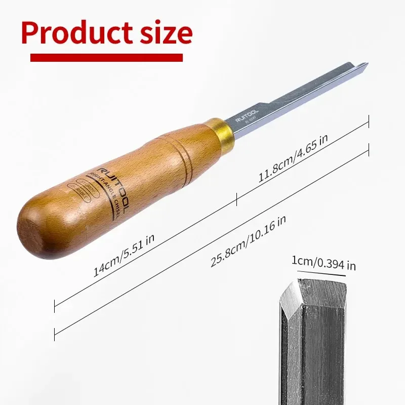 Corner Chisel 10inch Steel Blade Beech Handle 90° Mortise Precision Wood Tool