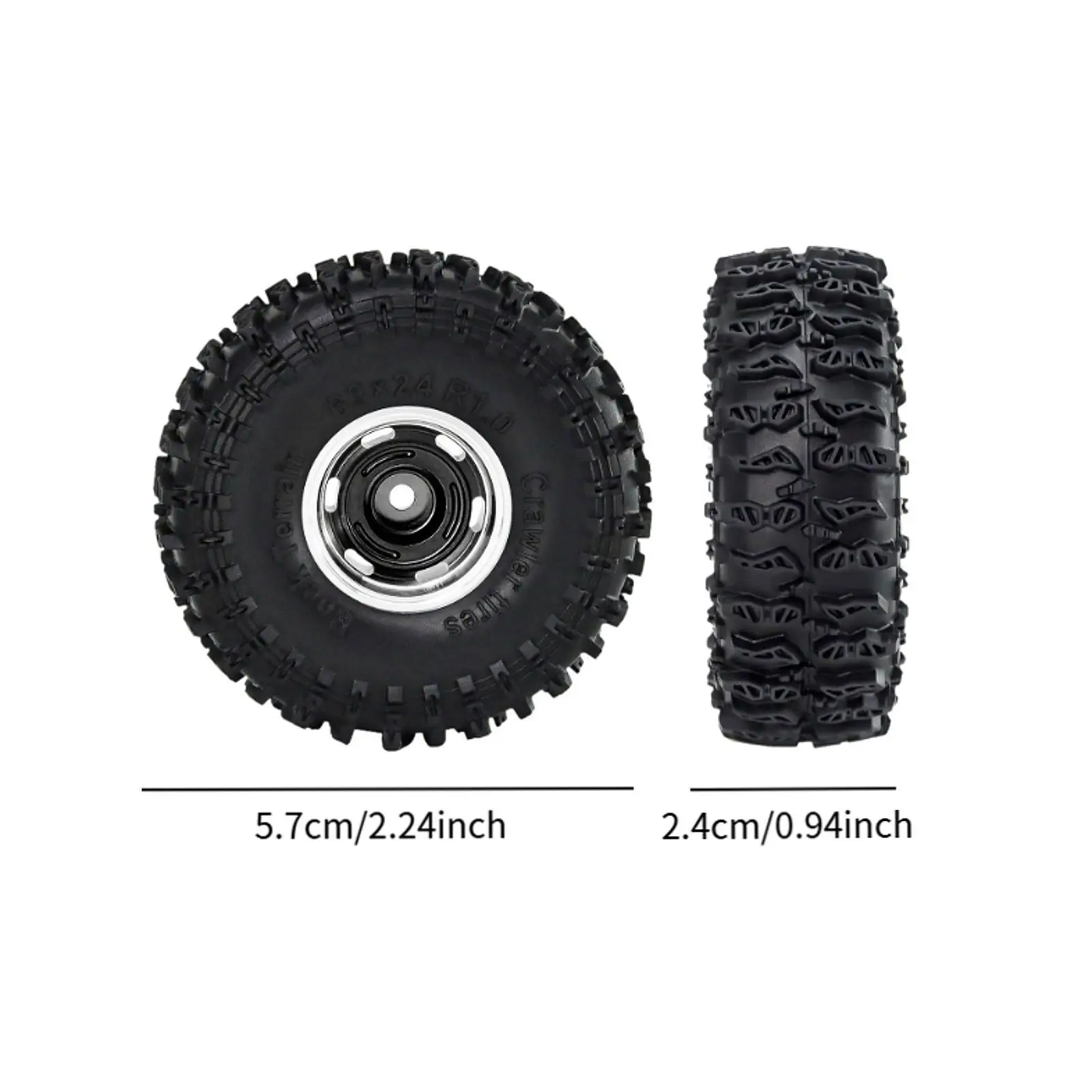 4Pcs 1.0 inch Wheel Tires Set Spare Parts Simulation Lightweight Replacement Rubber Tires for FMS24 SCX24 1/24 RC Crawler