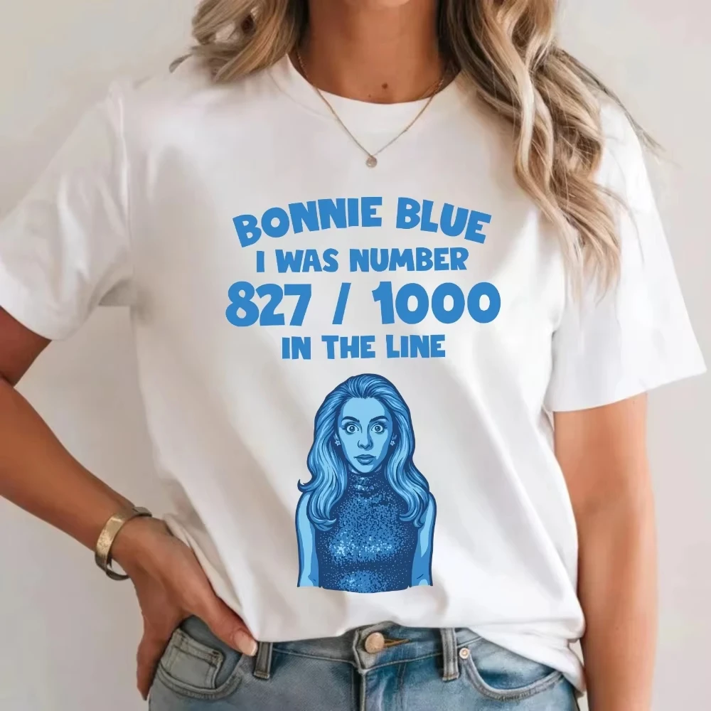 Bonnie Blue Meme Quote T-Shirt Funny Viral British Joke Humorous Gift Tee Top Graphic Short Sleeve Casual Crew Neck T Shirt
