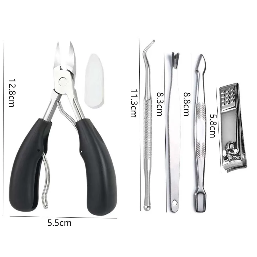 5Pcs Set Stainless Steel Nail Clippers Ingrown Thick Toenail Podiatry Correction Nippers Toe Nail Clipper Set