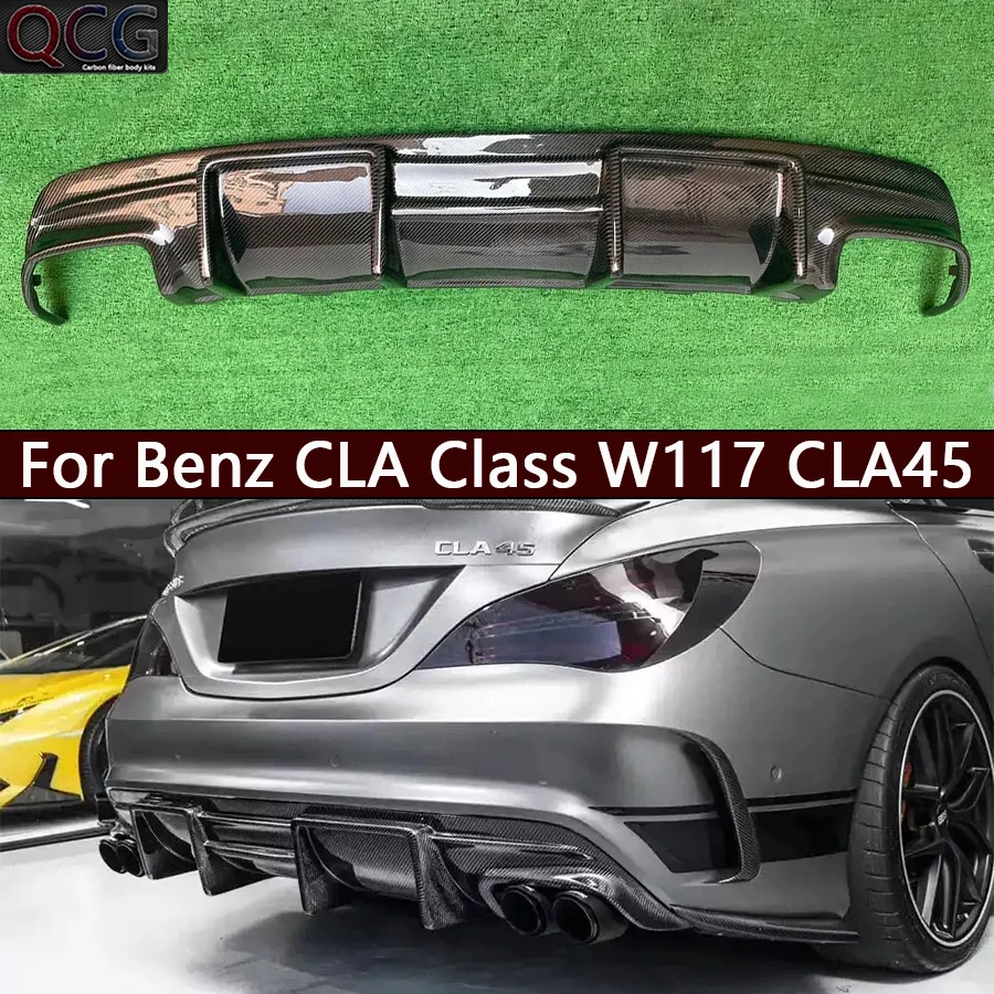 Für Mercedes Benz CLA Klasse W117 CLA45 Carbon Fiber Zurück lip Auto Hinten Stoßstange Diffusor Splitter Spoiler Auto Zubehör Körper Kit