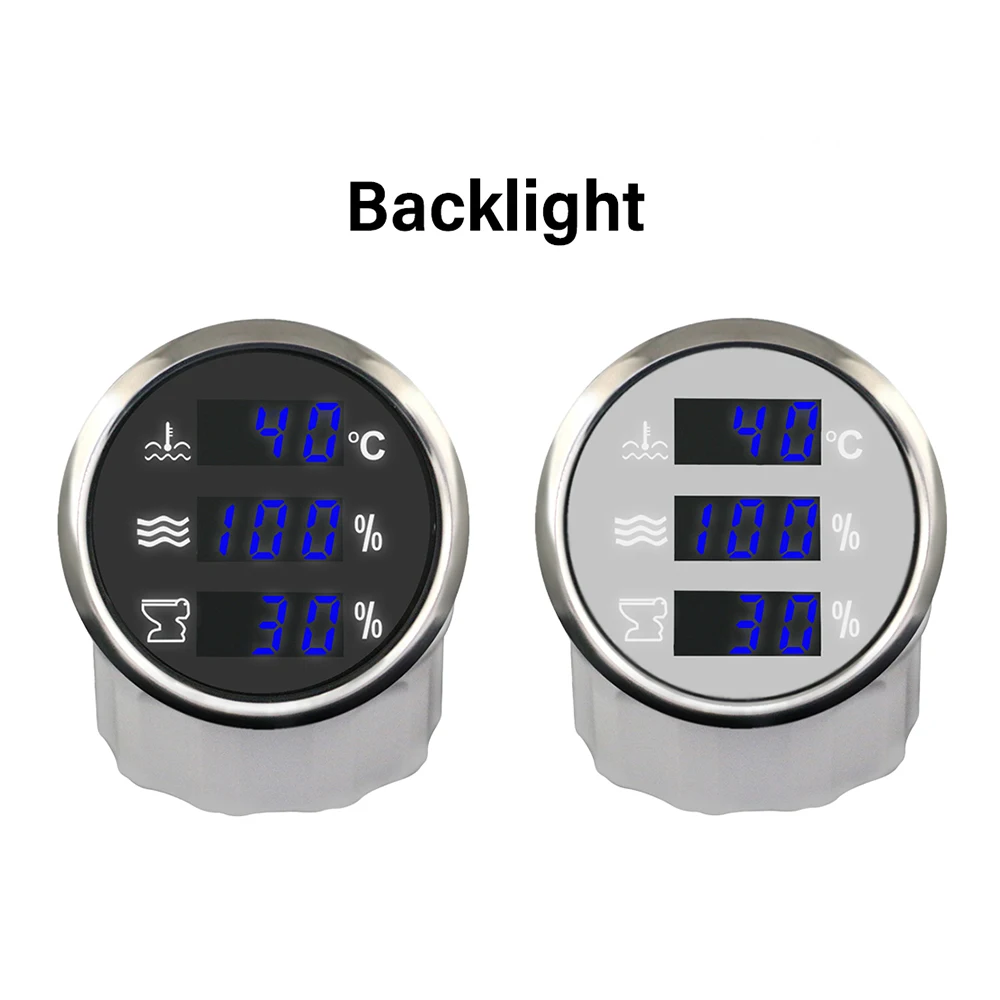 

ELING 52mm Digital 3 in 1 Multi-Function Gauge Water Temp. Water Level Holding Tank with Blue Backlight for Yacht RV Boat 9-32V