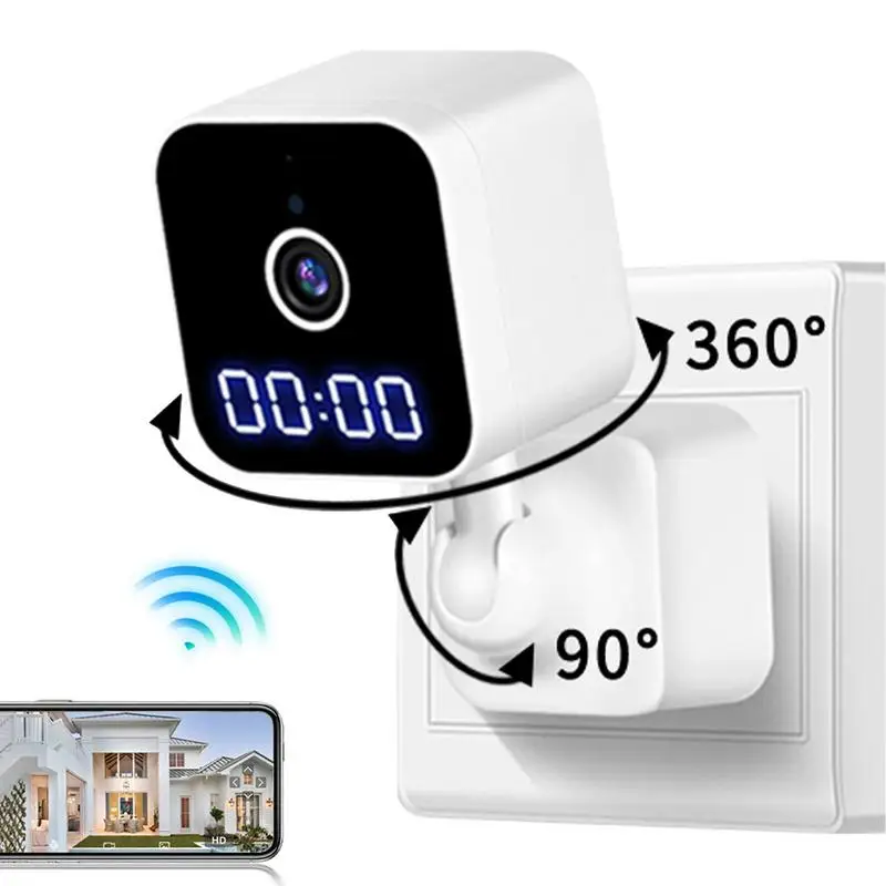 

WiFi Camera Indoor Wireless 1080P Hd Two-Way Audio WiFi Security Camera 360 Degree Indoor Plug-in Smart Security Camera Clock