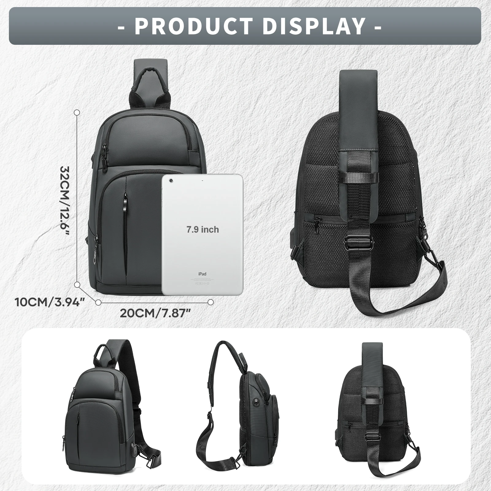 Chest Bag for Men Handbag Crossbody Bag Small Sling Bag Travel Backpack Anti-theft Men Shoulder Bags Casual Travel Daily Use