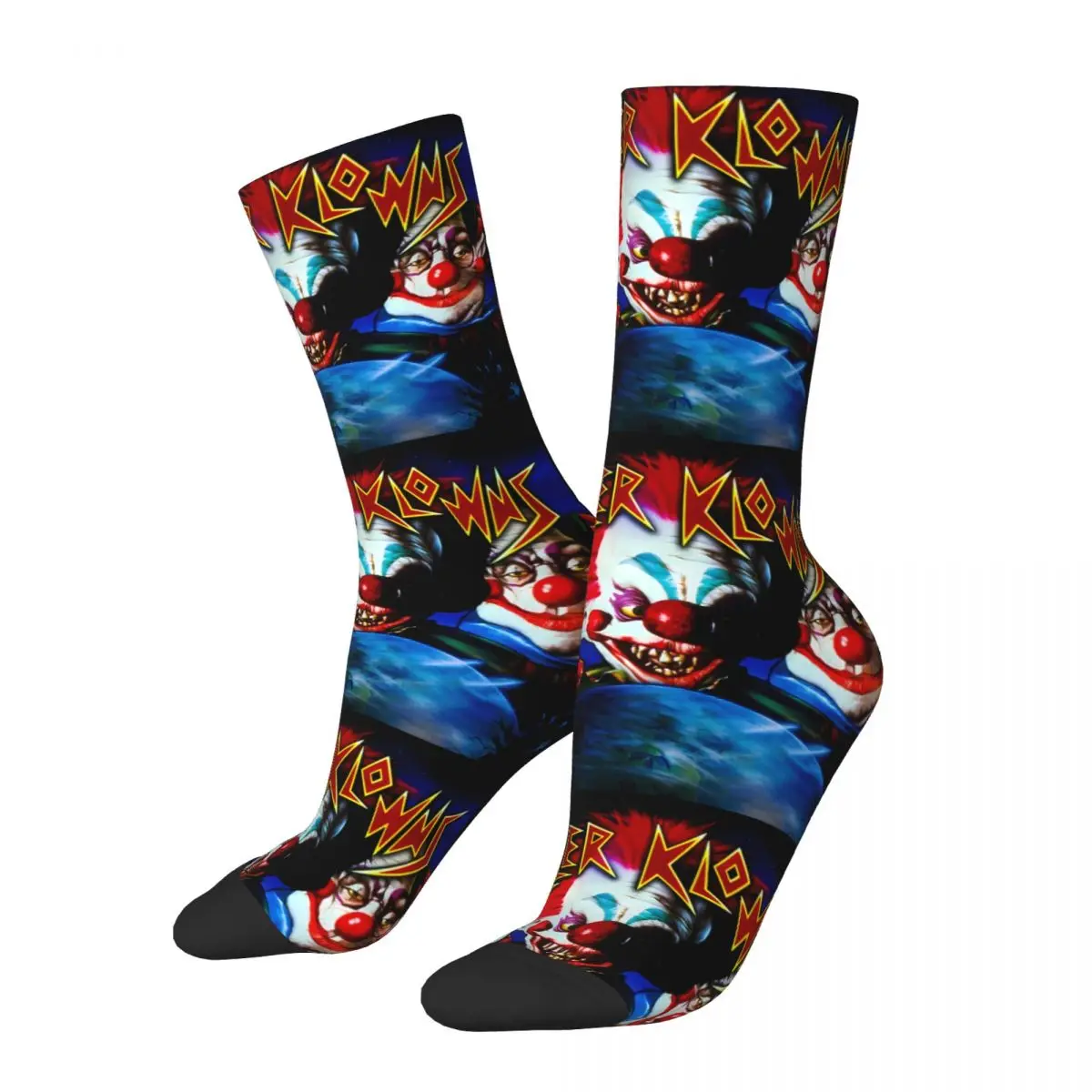 Funny Men's Socks Novelty Retro Killer Klowns From Outer Space Film Harajuku Novelty Crew Sock Gift Pattern Printed