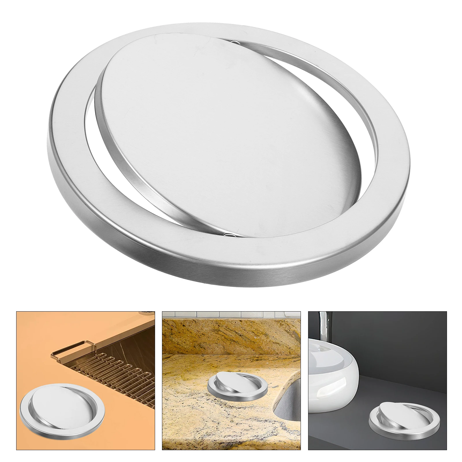 Tapa de cubo de basura de acero inoxidable, cubierta de cubo de basura estilo oscilante para lugares públicos, accesorios de residuos, pieza de repuesto