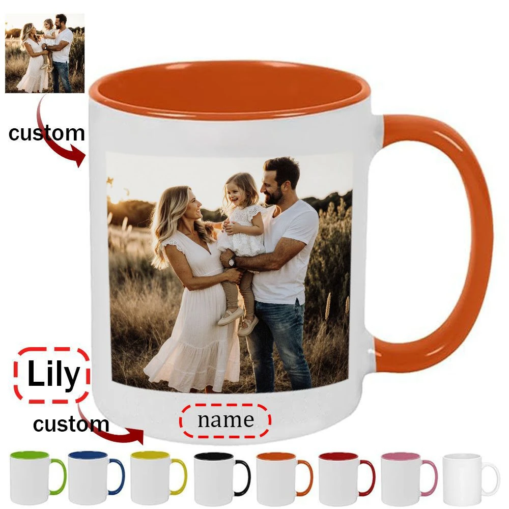 2D 1pc 11oz Personalized Custom Picture Ceramic Mug, Customized Family Memory Gift for Friends, Tea Cup Hand Wash Only, Microwav