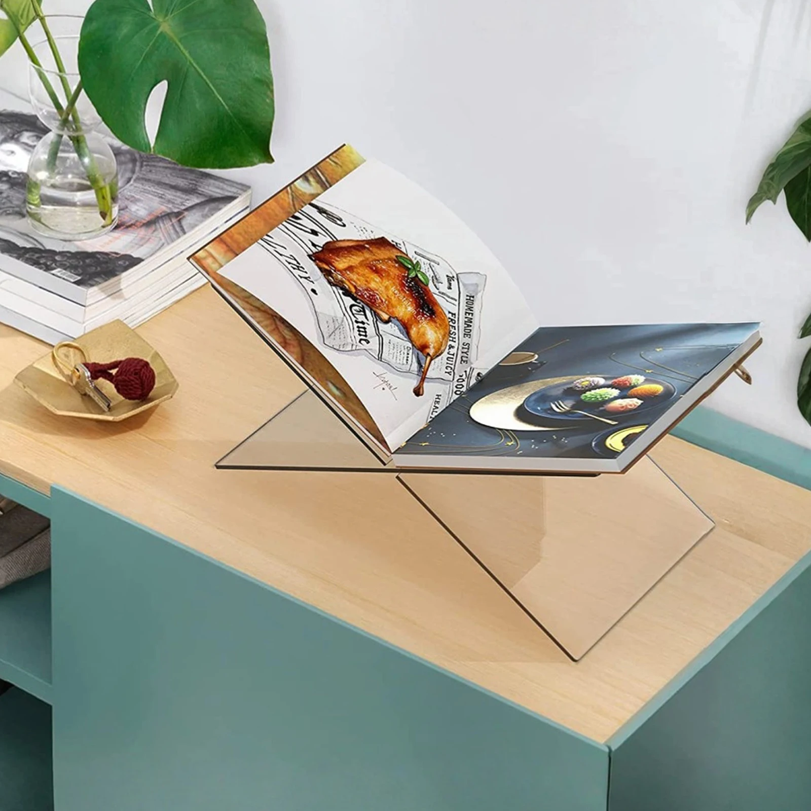 حامل كتب أكريليك على شكل X، حامل كتب كبير مفتوح لطاولة القهوة، حامل عرض الكتب لكتاب الطبخ، كتاب فني، كتاب ضيوف الكتاب المقدس