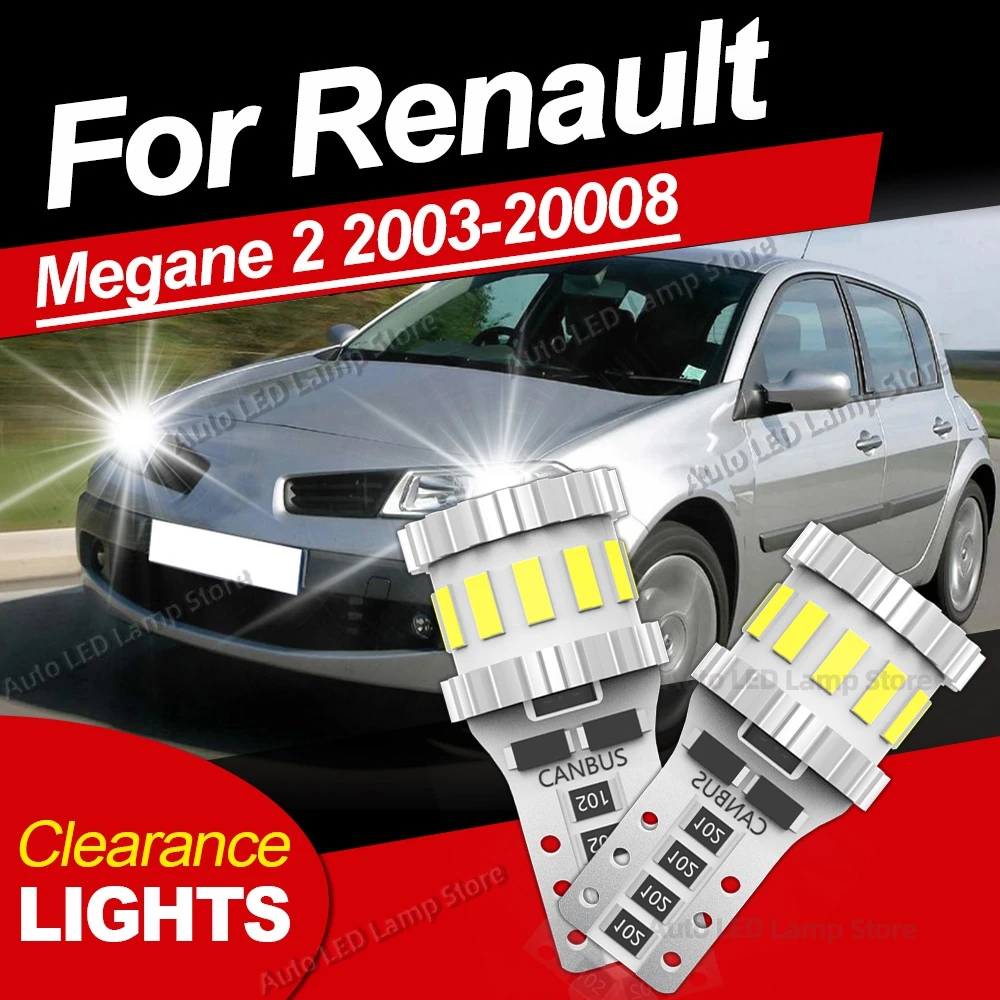 2X W5W T10 LED Bulb Light Canbus 6000K Ultra Bright Clearance Lights For Renault Megane 2 II MK2 2003 2004 2005 2006 2007 2008