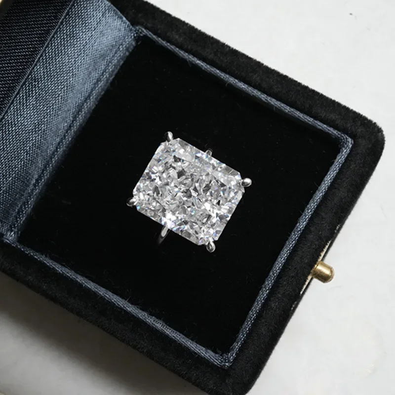 Radiant Cut 8ct Lab Diamond Ring 100% Real 925 Sterling Silver Engagement Wedding Band Rings for Women Promise Jewelry Gift