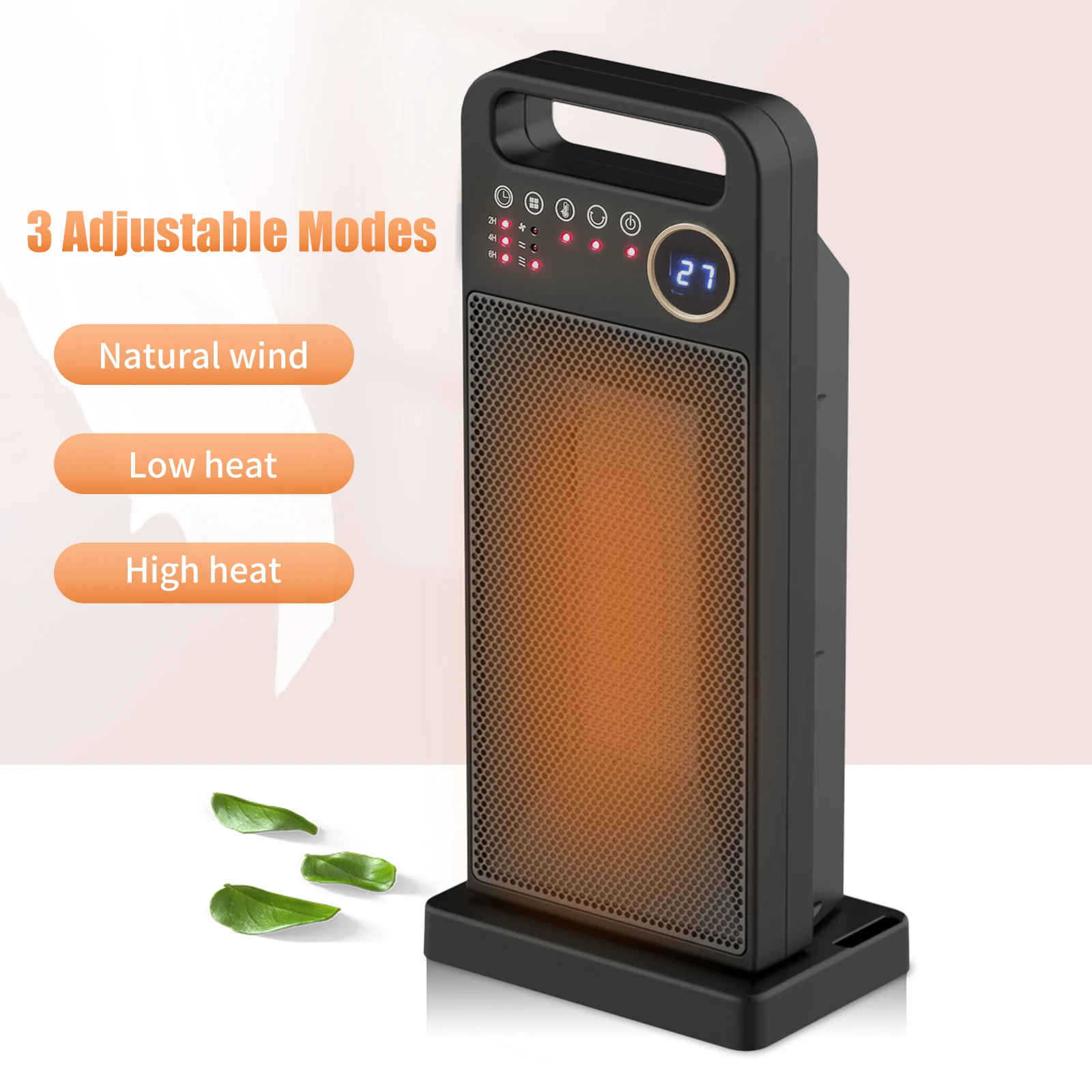 Electric Space Heater With Remote Control Safe Overheat & Tip-over Protection Space Heater PTC Ceramic Heating Heater Support