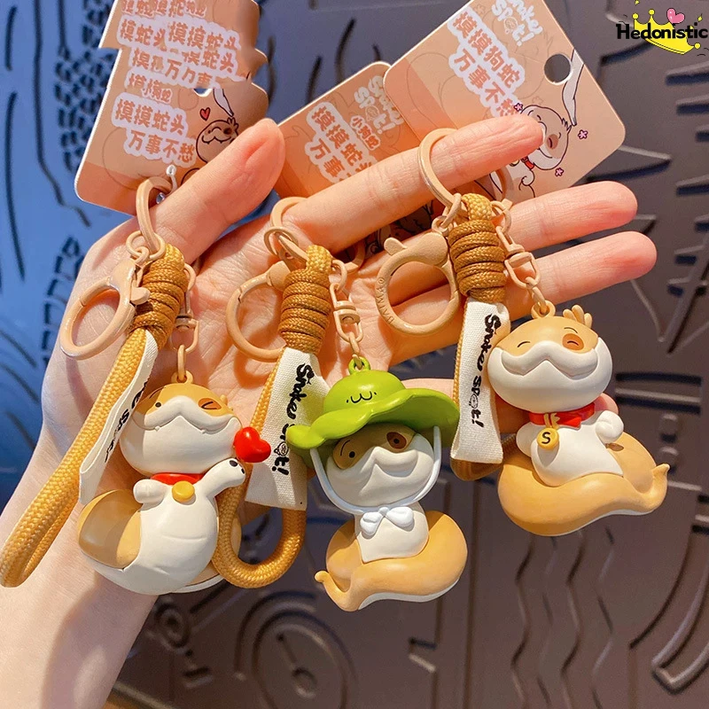 

New Snake Year God Of Wealth Love Keychain Cartoon Character Doll Chain For Backpack Wallet Key Car Decoration Acg Pendant Gift