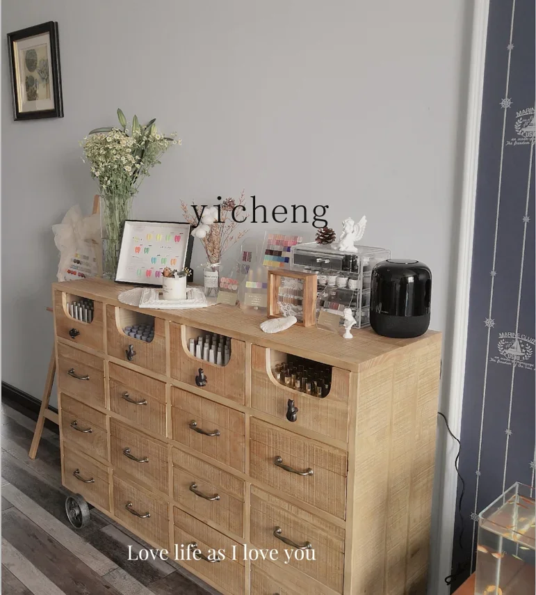 

Chest of Drawers Decorative Cabinet Solid Wood Storage Flower Shop Organizer Living Room Cabinet Drawer